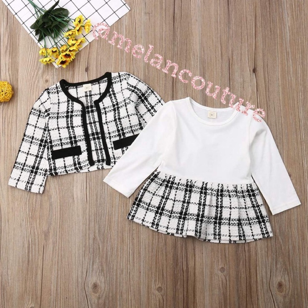 Toddler Girl Plaid Coat & Dress Matching Outfits - Picture 6 of 9
